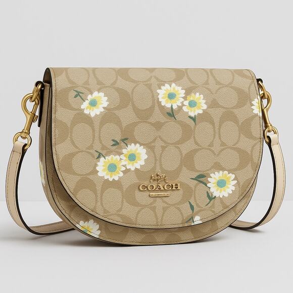 Coach Ellen Crossbody C3597 Signature Canvas Daisy Print Light Khaki - Picture 1 of 14